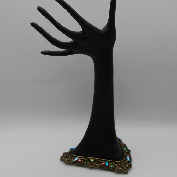 Jewelry Display Hand Black with Jeweled Metallic Base by Sweet Romance USA - Picture 2 of 6